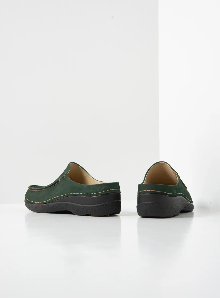 Wolky Clogs 06250 Seamy Slide 13719 Nubukleder grün
