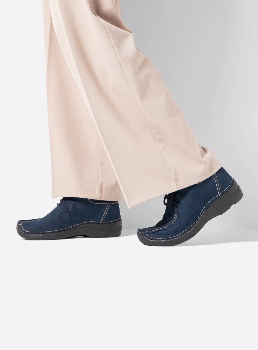 Wolky Hohe Schnürschuhe 06253 Seamy Moc 11800 Nubukleder blau