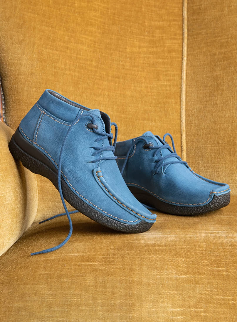 wolky hohe schnuerschuhe 06253 seamy moc 11804 nubukleder atlantikblau sfeer