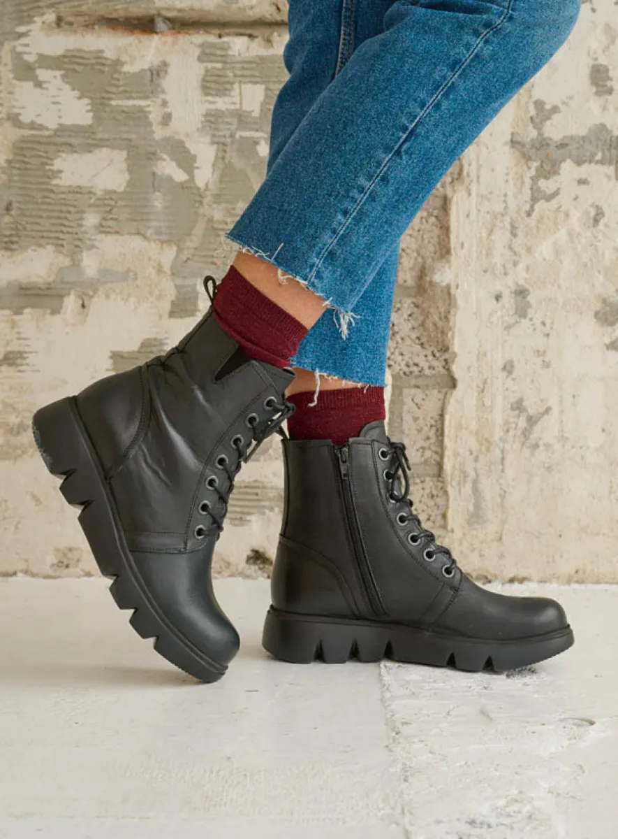 Wolky Hohe Schnürschuhe 06325 Hope 30000 Leder schwarz