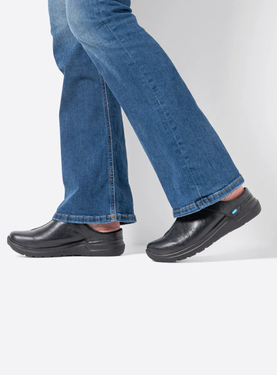 Wolky Holland DB - Leder metallic schwarz Clogs für damen