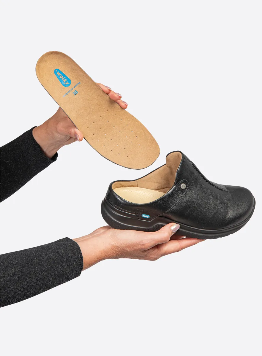 Wolky Clogs 06625 Holland DB 23000 Leder metallic schwarz