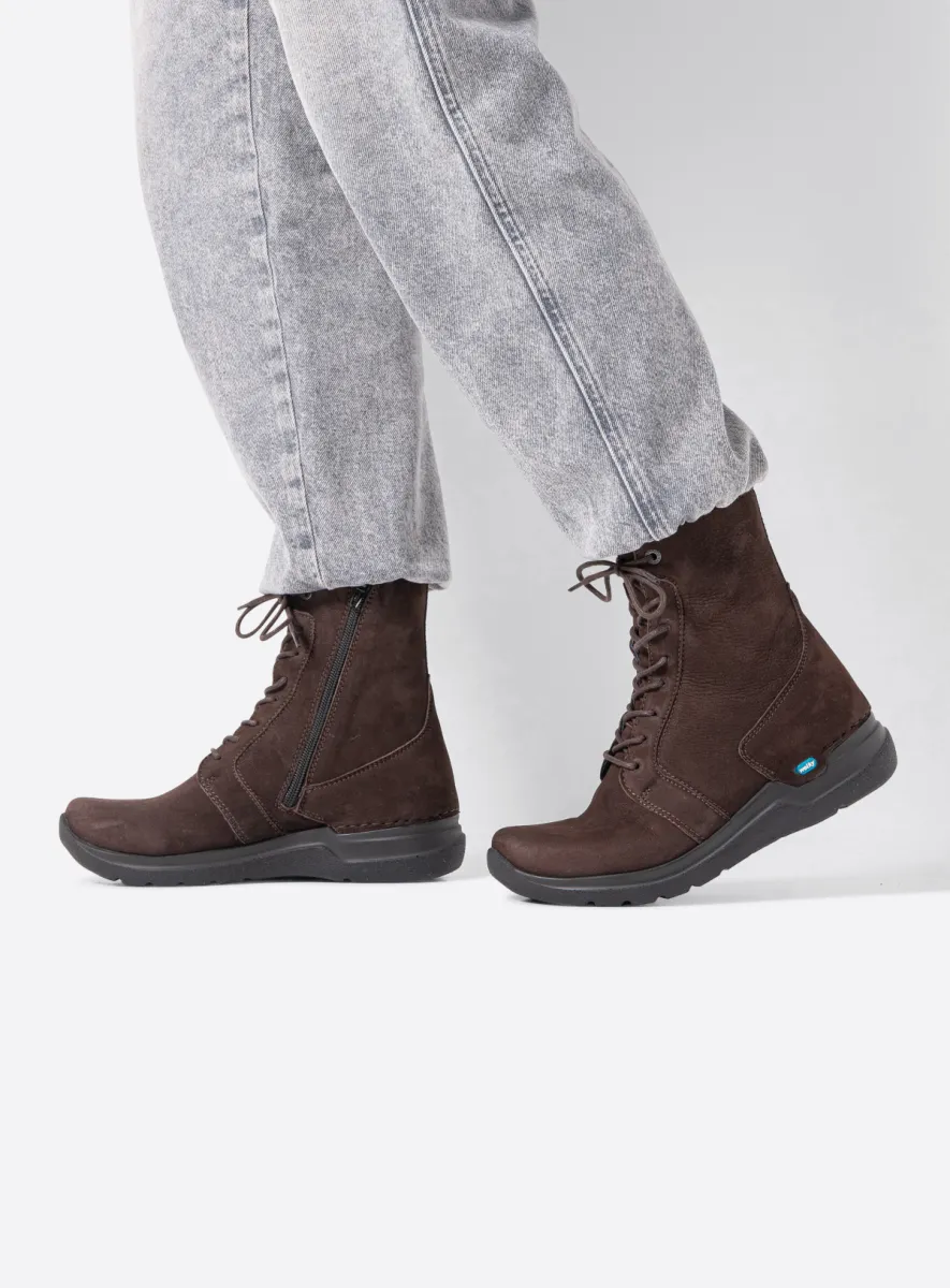 Wolky Hohe Schnürschuhe 06632 Viper HV 10300 Nubukleder braun