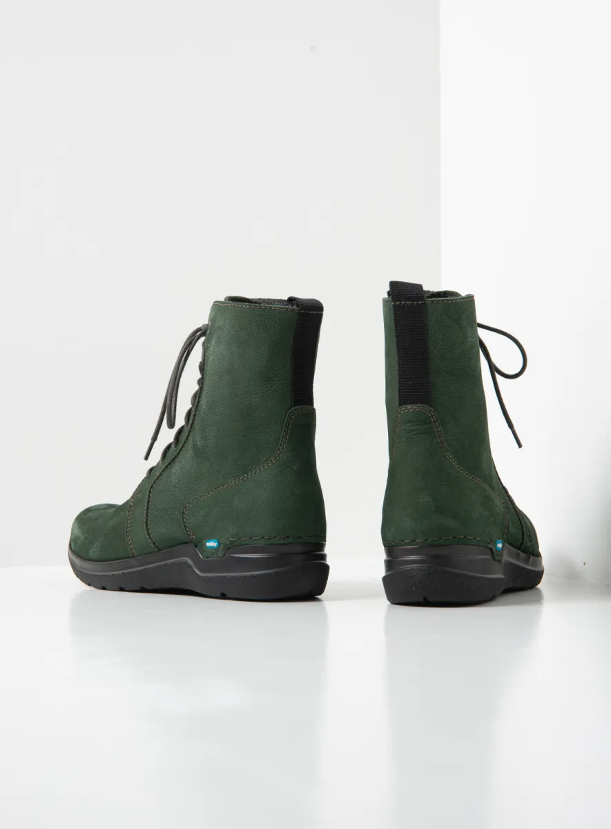 Wolky Hohe Schnürschuhe 06632 Viper HV 11719 Nubukleder grün