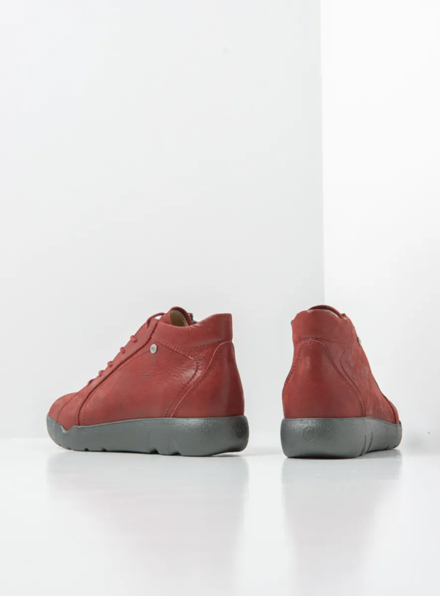 Wolky Hohe Schnürschuhe 07525 Lugana 36551 Effekt-Leder kirschrot