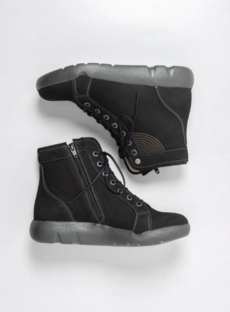 Wolky Schnürschuhe 07528 Fiano 10000 Nubukleder schwarz