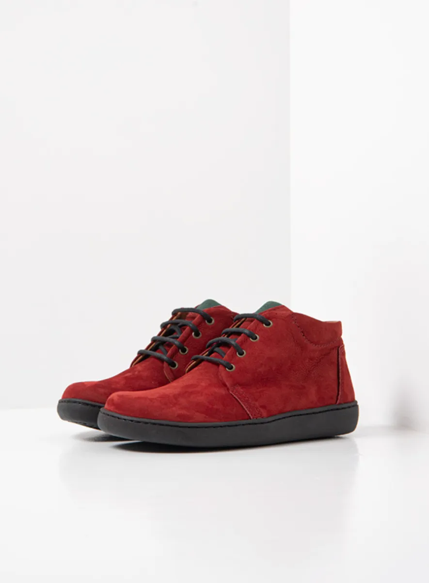 Wolky Hohe Schnürschuhe 08100 Kansas Lady 11553 Nubukleder kirschrot