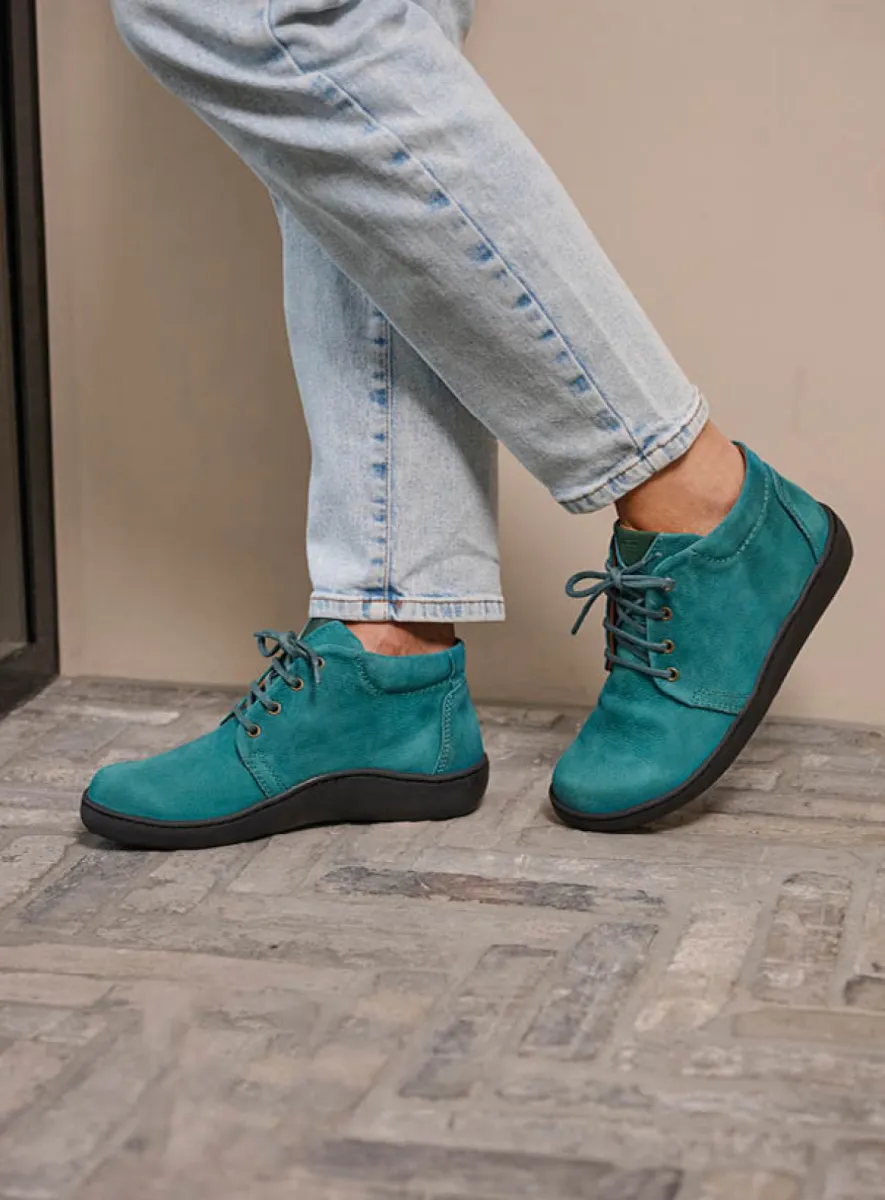 Wolky Hohe Schnürschuhe 08100 Kansas Lady 11880 Nubukleder petrol