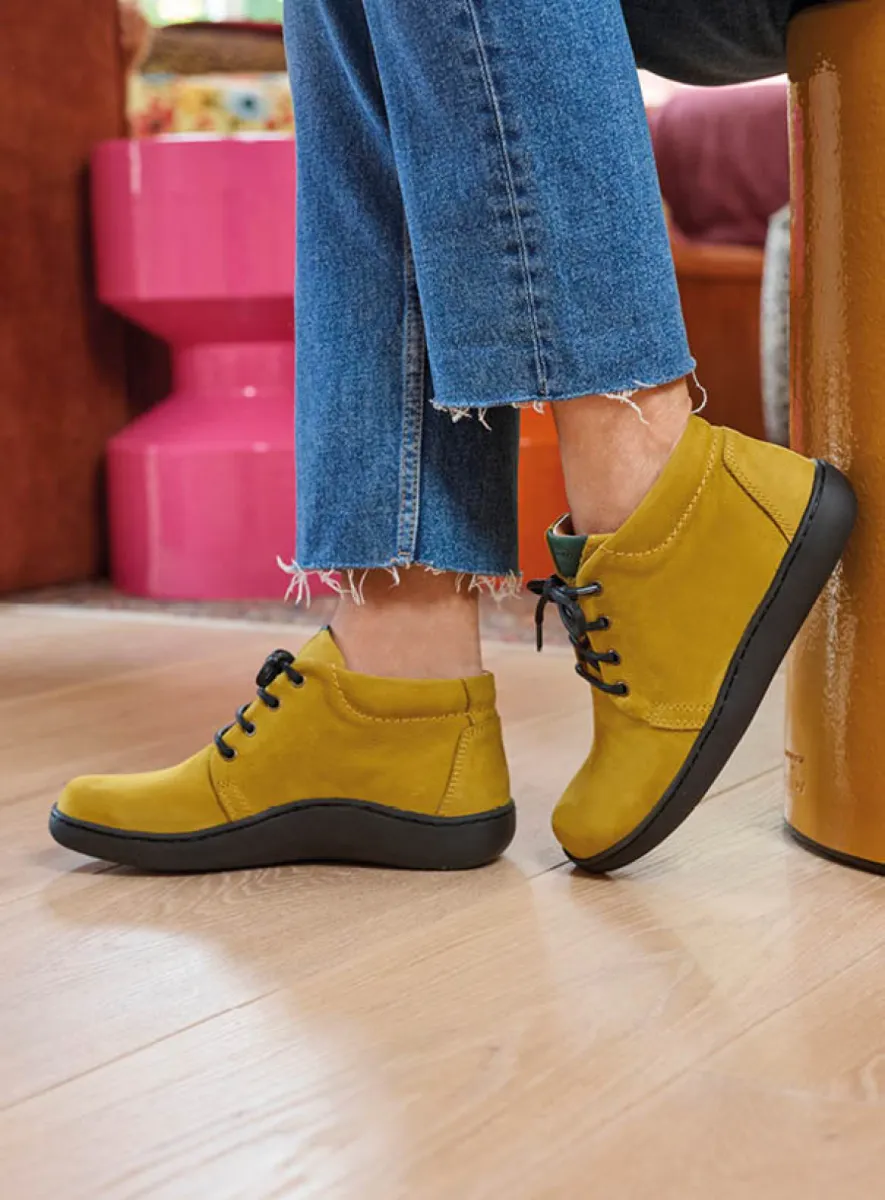Wolky Hohe Schnürschuhe 08100 Kansas Lady 11940 Nubukleder senfgelb