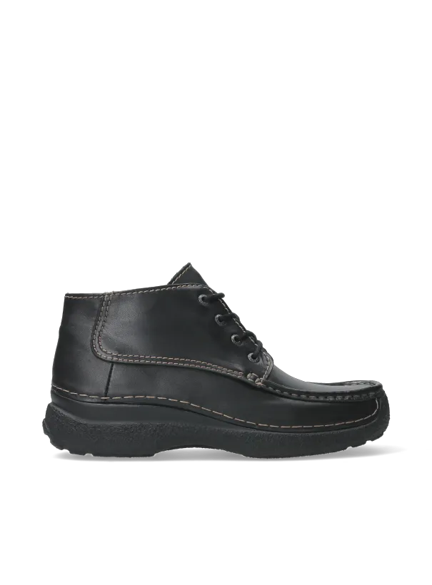 Wolky Roll Moc Men - gefettetes Leder schwarz Fersensporn-Schuhe für herren